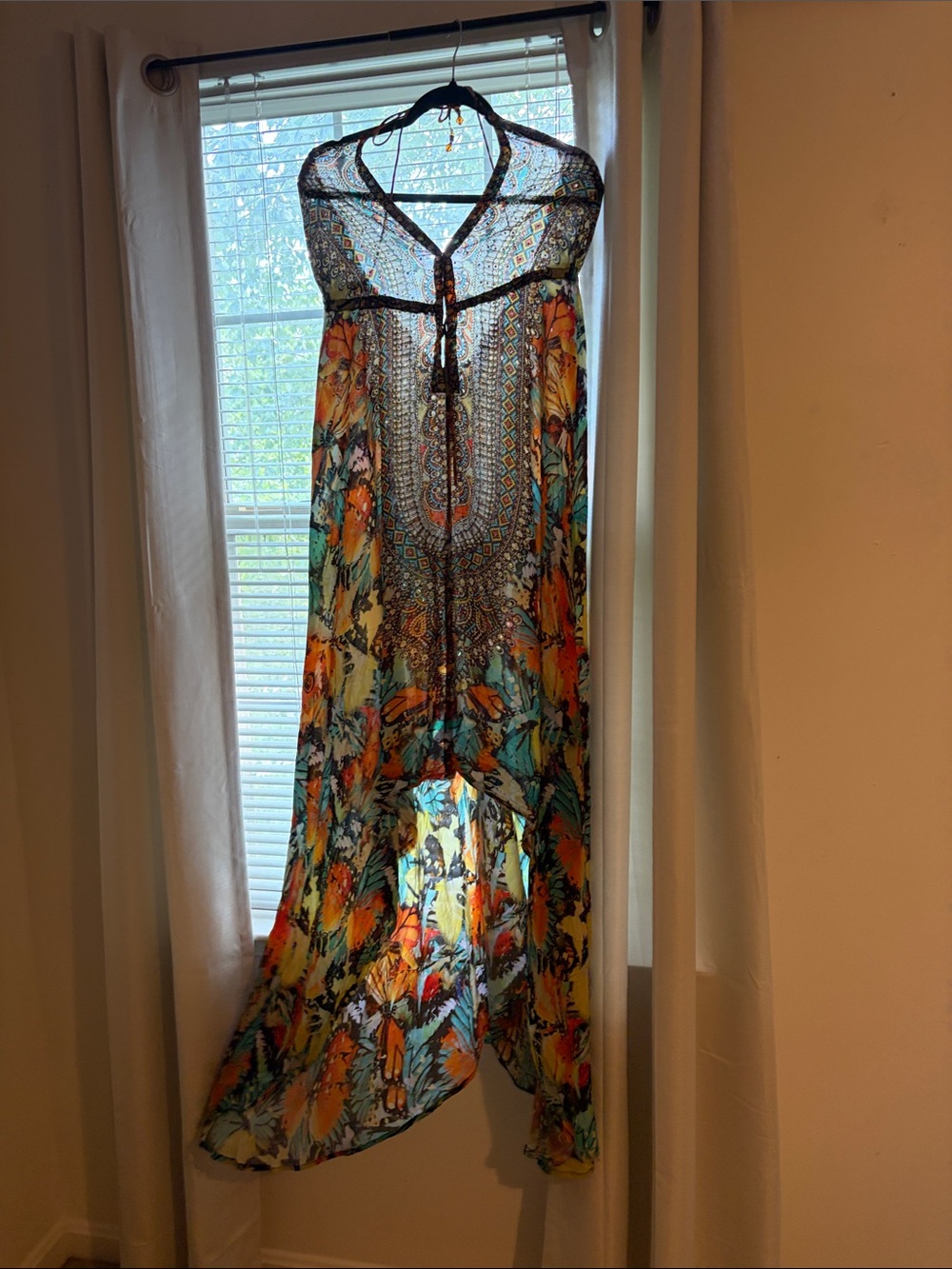 Boho Floral Halter Maxi Dress - Multicolor
